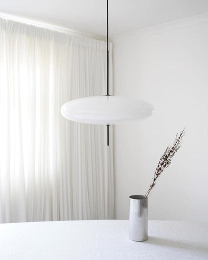 Ceiling Pendant Light White Polymer Shade Adjustable Drop Height Modern Dining Room Kitchen Living Room Hanging Fixture E26 E27 Socket 12 in