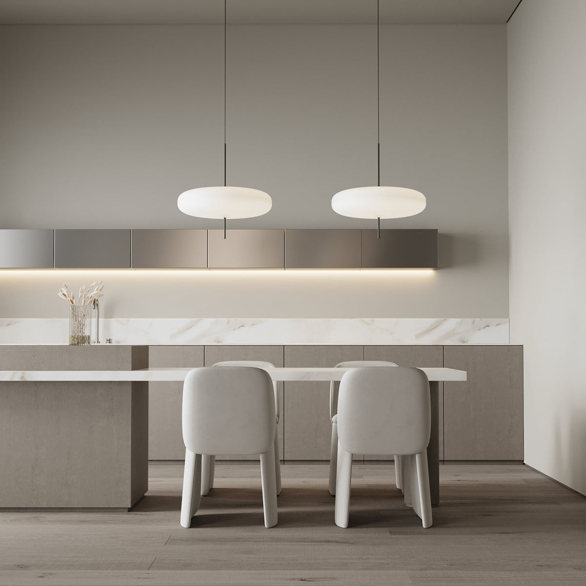 Ceiling Pendant Light White Polymer Shade Adjustable Drop Height Modern Dining Room Kitchen Living Room Hanging Fixture E26 E27 Socket 12 in
