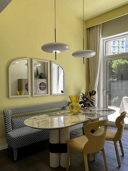 Ceiling Pendant Light White Polymer Shade Adjustable Drop Height Modern Dining Room Kitchen Living Room Hanging Fixture E26 E27 Socket 12 in