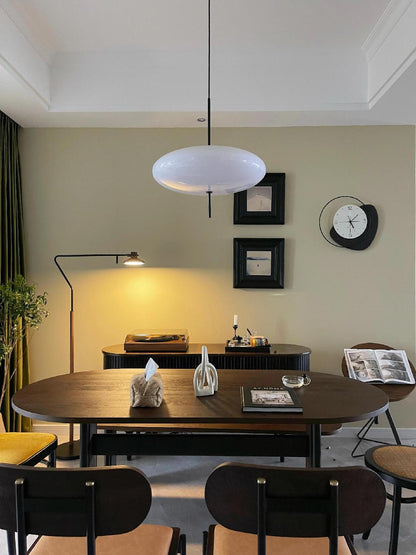 Ceiling Pendant Light White Polymer Shade Adjustable Drop Height Modern Dining Room Kitchen Living Room Hanging Fixture E26 E27 Socket 12 in