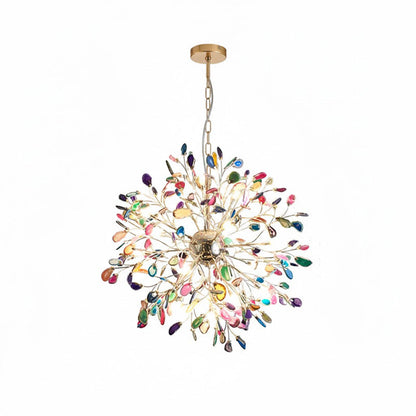 Agate Branch Chandelier 23-Inch Gold Finish Multi-Arm Adjustable G4 Fixture for Dining Room Living Room Statement Lighting Multicolor Natura