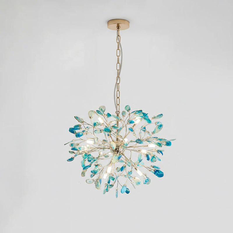 Agate Branch Chandelier 23-Inch Gold Finish Multi-Arm Adjustable G4 Fixture for Dining Room Living Room Statement Lighting Multicolor Natura