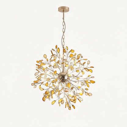 Agate Branch Chandelier 23-Inch Gold Finish Multi-Arm Adjustable G4 Fixture for Dining Room Living Room Statement Lighting Multicolor Natura