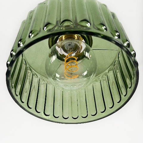 Textured Glass Drop Fixture with Brass Trim & Adjustable Cord for Kitchen Islands & Dining Spaces E27 Socket