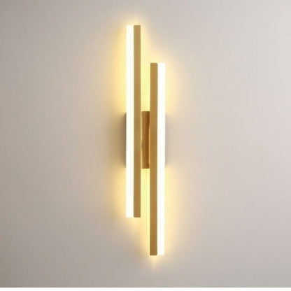 Vertical LED Wall Sconce Metal Acrylic 19 Inch Modern Ambient Lighting for Bedroom Hallway Living Room Gold Black Warm Glow Fixture Minimali