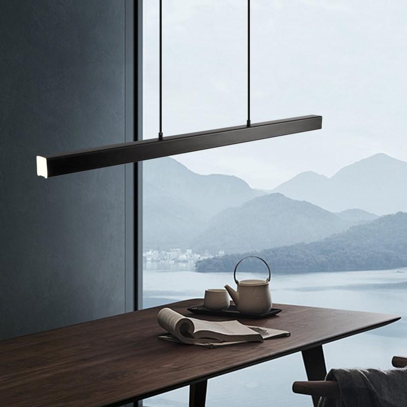 Linear LED Pendant Light Metal Frame Acrylic Diffuser Contemporary Dining Room Kitchen Island Ceiling Fixture Dimmable Modern Hanging Lamp