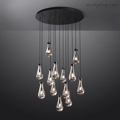 Cascading Glass Globe Chandelier – Dimmable LED Brass Fixture for Dining Room & Foyer – 18 to 60 Inch Multi-Light Statement Piece