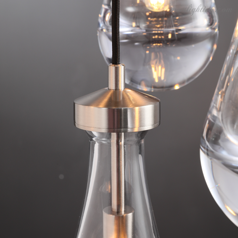 Cascading Glass Globe Chandelier – Dimmable LED Brass Fixture for Dining Room & Foyer – 18 to 60 Inch Multi-Light Statement Piece