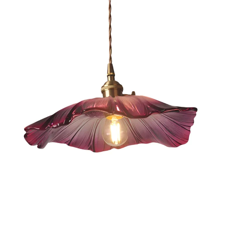 Flower Glass Pendant Light Fixture Ceiling Hanging Lamp Dining Room Bedroom Modern Floral Shade Home Decor Lighting for Kitchen Living