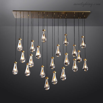 Linear Glass Teardrop Fixture Brass Nickel Black Finish LED Dining Room Bedroom Living Room Restaurant Hotel Ceiling Statement Light