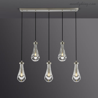 Linear Glass Teardrop Fixture Brass Nickel Black Finish LED Dining Room Bedroom Living Room Restaurant Hotel Ceiling Statement Light