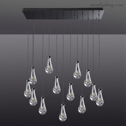 Linear Glass Teardrop Fixture Brass Nickel Black Finish LED Dining Room Bedroom Living Room Restaurant Hotel Ceiling Statement Light