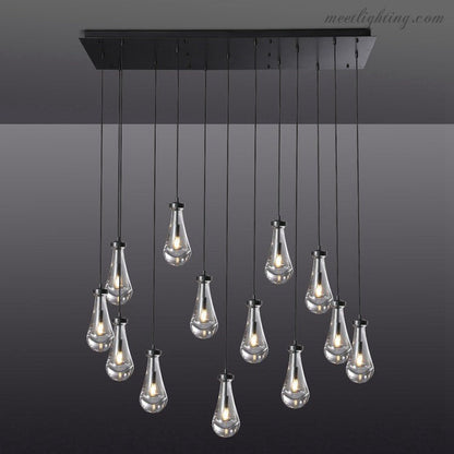 Linear Glass Teardrop Fixture Brass Nickel Black Finish LED Dining Room Bedroom Living Room Restaurant Hotel Ceiling Statement Light