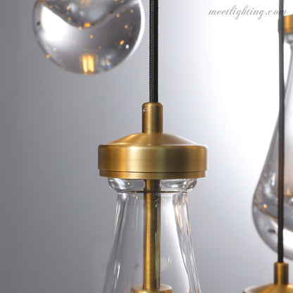 Linear Glass Teardrop Fixture Brass Nickel Black Finish LED Dining Room Bedroom Living Room Restaurant Hotel Ceiling Statement Light