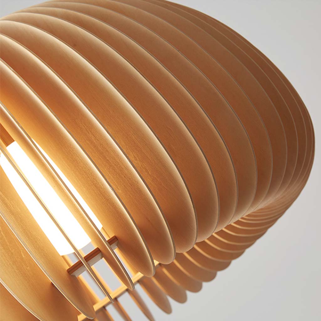 Wooden Ceiling Lamp Natural Finish 14 Inch Hanging Light for Dining Tables Kitchen Islands Living Areas Adjustable Color Temperature E26 Bas