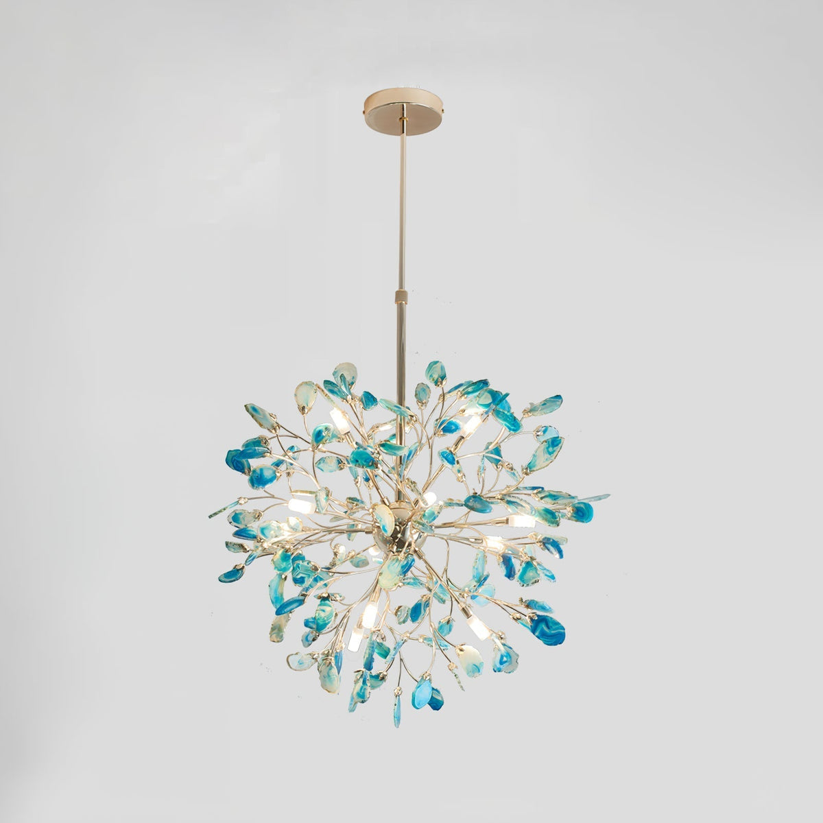 Agate Branch Chandelier 23-Inch Gold Finish Multi-Arm Adjustable G4 Fixture for Dining Room Living Room Statement Lighting Multicolor Natura