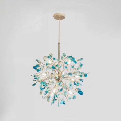 Agate Branch Chandelier 23-Inch Gold Finish Multi-Arm Adjustable G4 Fixture for Dining Room Living Room Statement Lighting Multicolor Natura