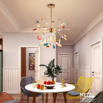 Agate Branch Chandelier 23-Inch Gold Finish Multi-Arm Adjustable G4 Fixture for Dining Room Living Room Statement Lighting Multicolor Natura