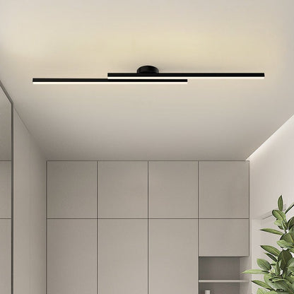 Flush Mount LED Overhead Light | Black Aluminum Linear Low-Profile Fixture for Bedrooms, Entryways & Compact Spaces | Modern Minimalist Desi