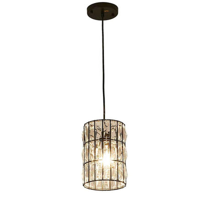 Black Metal Geometric Crystal Pendant Light E12 Candelabra Socket Modern Dining Room Chandelier Adjustable Cord Kitchen Island Bedroom