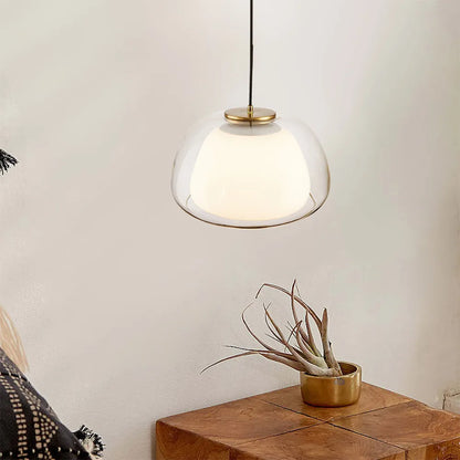 Textured Glass Pendant Light Fixture for Dining Room & Kitchen | E27 Socket | Rippled Dome Shade | Two Size Options | Warm Ambient Glow for