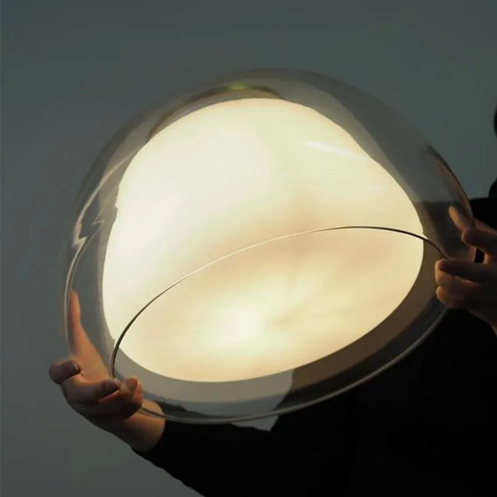 Textured Glass Pendant Light Fixture for Dining Room & Kitchen | E27 Socket | Rippled Dome Shade | Two Size Options | Warm Ambient Glow for