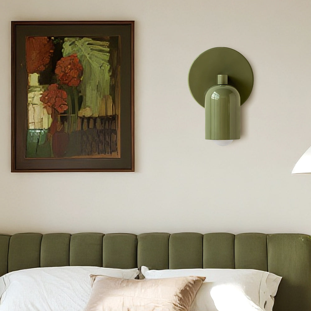 Hardwired Sconce Light with E27 LED Bulb – 4.7 in Matte Green Iron Fixture for Bedroom, Hallway & Staircase Accent – Scandinavian Style Comp