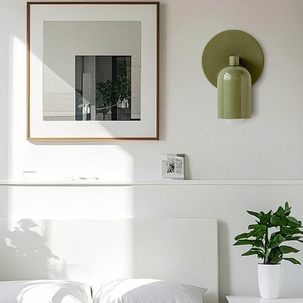 Hardwired Sconce Light with E27 LED Bulb – 4.7 in Matte Green Iron Fixture for Bedroom, Hallway & Staircase Accent – Scandinavian Style Comp