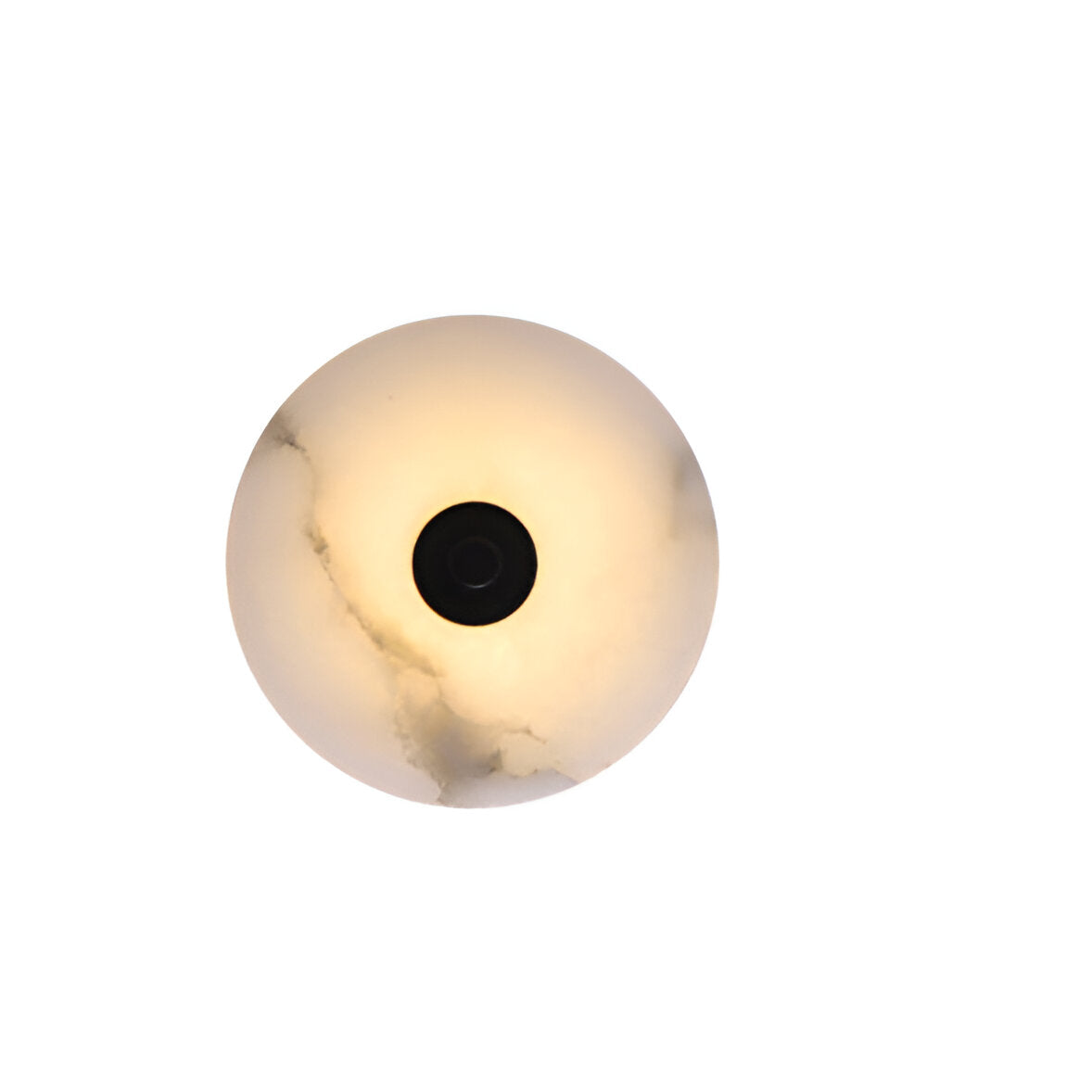 Round Alabaster Sconce LED Warm Glow Indoor Natural Stone Circle Fixture Iron Frame Bedroom Hallway Living Room Ambient Lighting 12.6 Inch