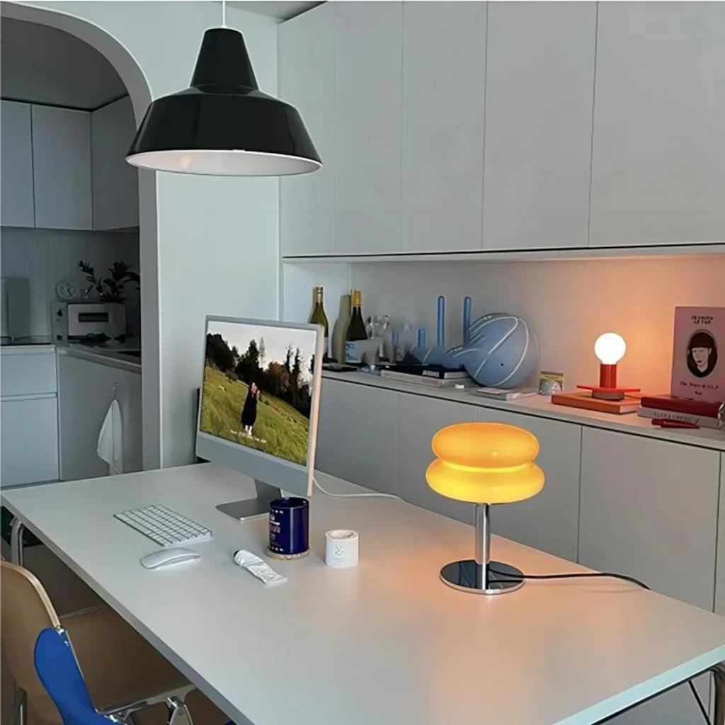 Frosted Glass Accent Lamp 10 Inch Sphere Bedside Light with Metal Base for Nightstand Reading Office Desktop Illumination
