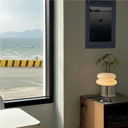 Frosted Glass Accent Lamp 10 Inch Sphere Bedside Light with Metal Base for Nightstand Reading Office Desktop Illumination