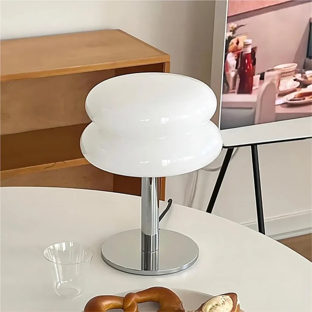Frosted Glass Accent Lamp 10 Inch Sphere Bedside Light with Metal Base for Nightstand Reading Office Desktop Illumination