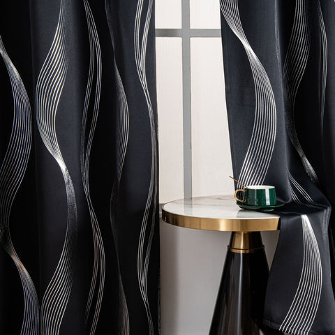 Maverick Blackout Curtain Panel - Soft Microfiber, Modern Wave Pattern