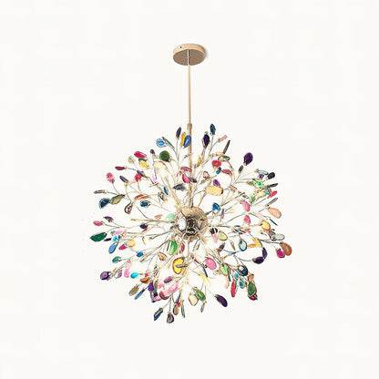 Agate Branch Chandelier 23-Inch Gold Finish Multi-Arm Adjustable G4 Fixture for Dining Room Living Room Statement Lighting Multicolor Natura