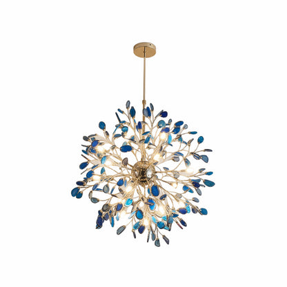 Agate Branch Chandelier 23-Inch Gold Finish Multi-Arm Adjustable G4 Fixture for Dining Room Living Room Statement Lighting Multicolor Natura