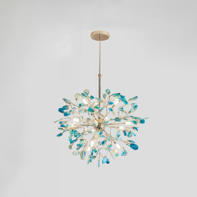 Agate Branch Chandelier 23-Inch Gold Finish Multi-Arm Adjustable G4 Fixture for Dining Room Living Room Statement Lighting Multicolor Natura