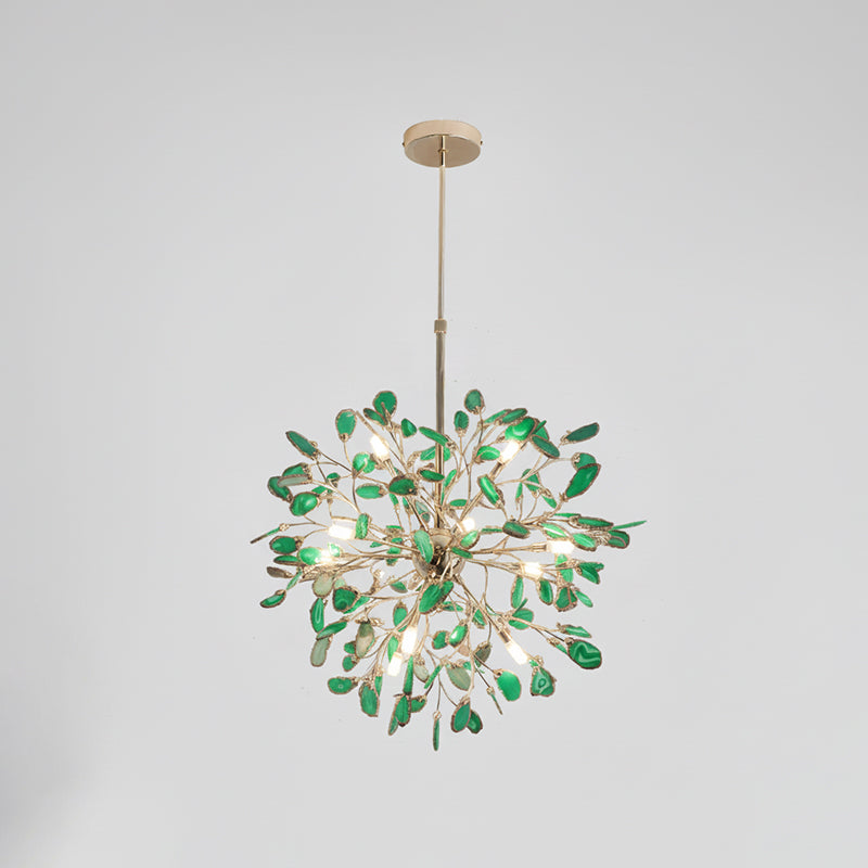 Agate Branch Chandelier 23-Inch Gold Finish Multi-Arm Adjustable G4 Fixture for Dining Room Living Room Statement Lighting Multicolor Natura