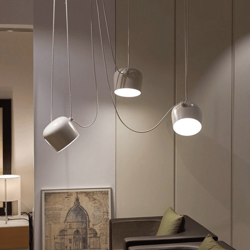 Modern Pendant Light with Drum Shade, Metal Hanging Pendant Lamp for Kitchen, Drum Pendant Light for Dining Room