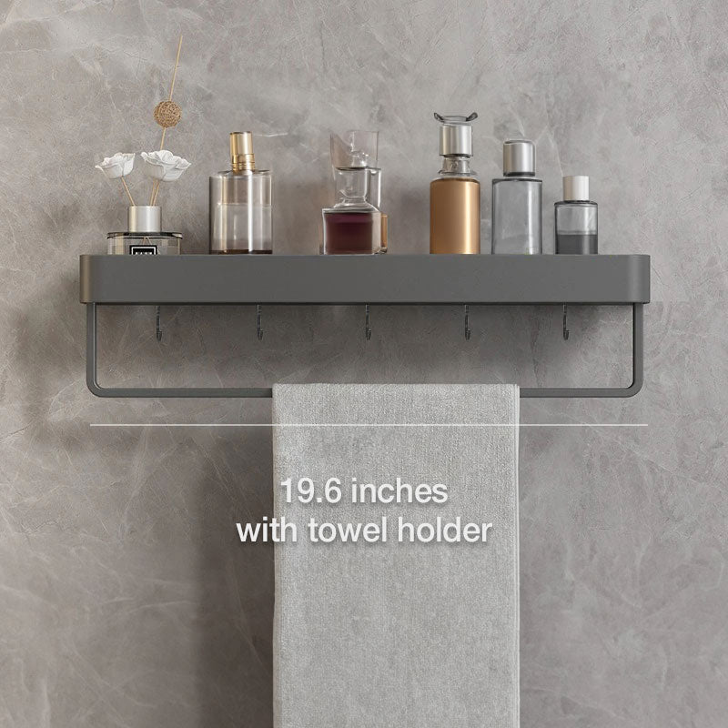 Modern Floating Bathroom Shelves with Self-Adhesive Mounting and Towel Holder – Stylish Storage Solution