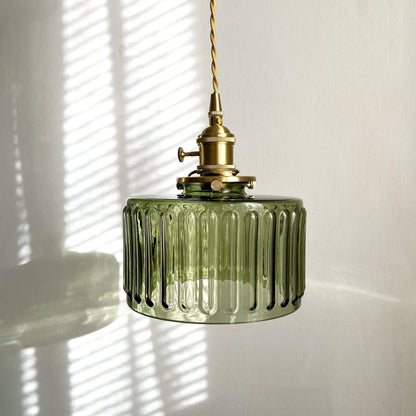 Modern Japanese Style Hanging Light with Textured Glass Shade – Adjustable Cord Length