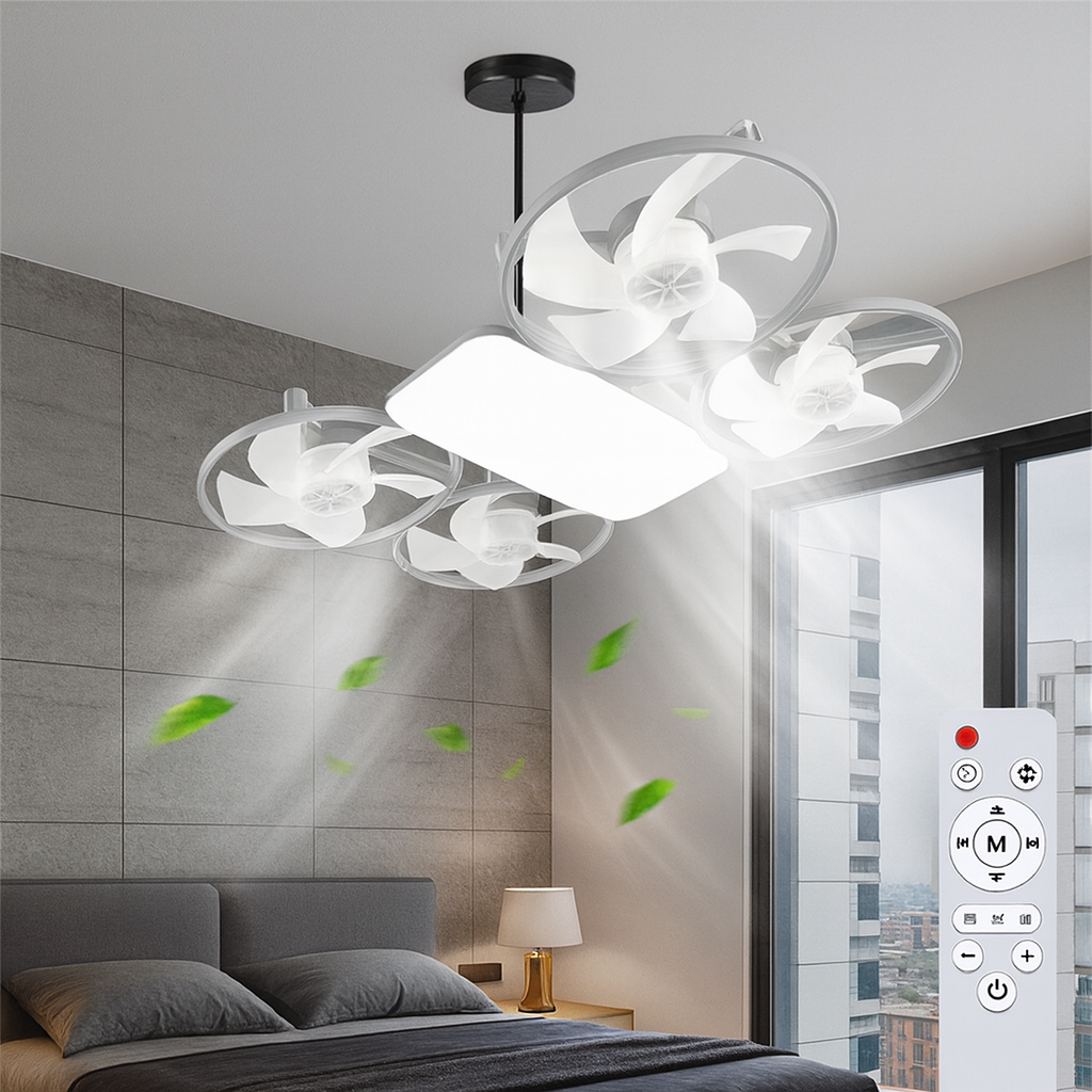Modern LED Ceiling Fan | Flush Mount Design with Dimmable Light | Space-Saving Solution for Enhanced Comfort