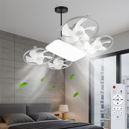 Modern LED Ceiling Fan | Flush Mount Design with Dimmable Light | Space-Saving Solution for Enhanced Comfort