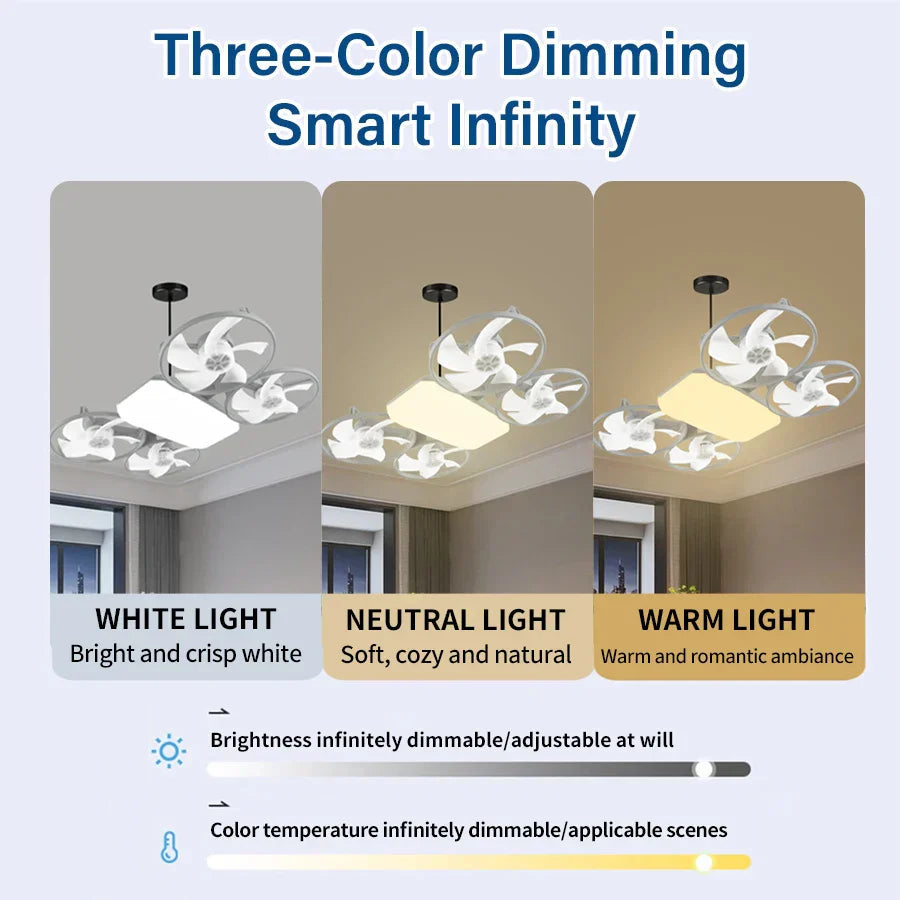 Modern LED Ceiling Fan | Flush Mount Design with Dimmable Light | Space-Saving Solution for Enhanced Comfort
