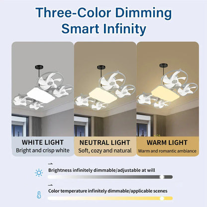Modern LED Ceiling Fan | Flush Mount Design with Dimmable Light | Space-Saving Solution for Enhanced Comfort