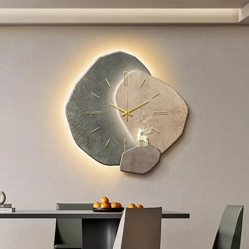 Modern LED Wall Clock in Natural Wood – with Silent Quartz Movement