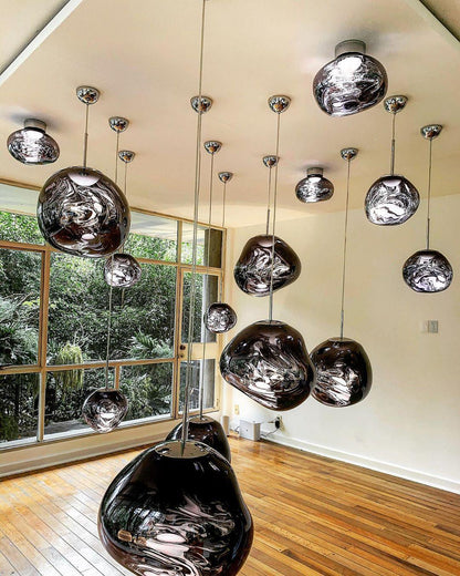Reflective Globe Pendant Light Fixture with Adjustable Drop | Metal Hanging Ceiling Lamp for Kitchen Island Dining Room Living Space | Avail