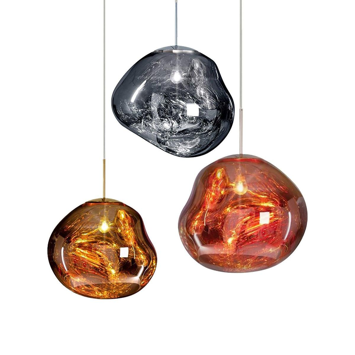 Reflective Globe Pendant Light Fixture with Adjustable Drop | Metal Hanging Ceiling Lamp for Kitchen Island Dining Room Living Space | Avail