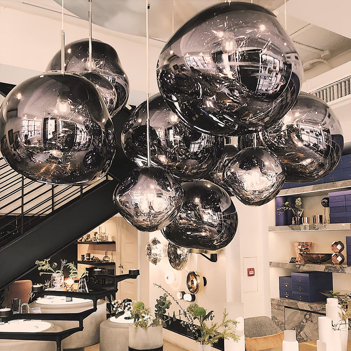 Reflective Globe Pendant Light Fixture with Adjustable Drop | Metal Hanging Ceiling Lamp for Kitchen Island Dining Room Living Space | Avail