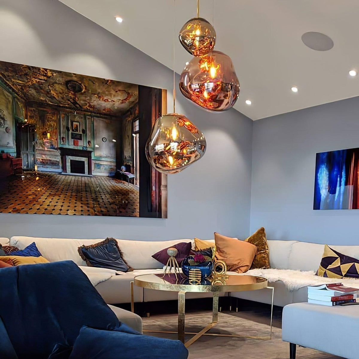 Reflective Globe Pendant Light Fixture with Adjustable Drop | Metal Hanging Ceiling Lamp for Kitchen Island Dining Room Living Space | Avail