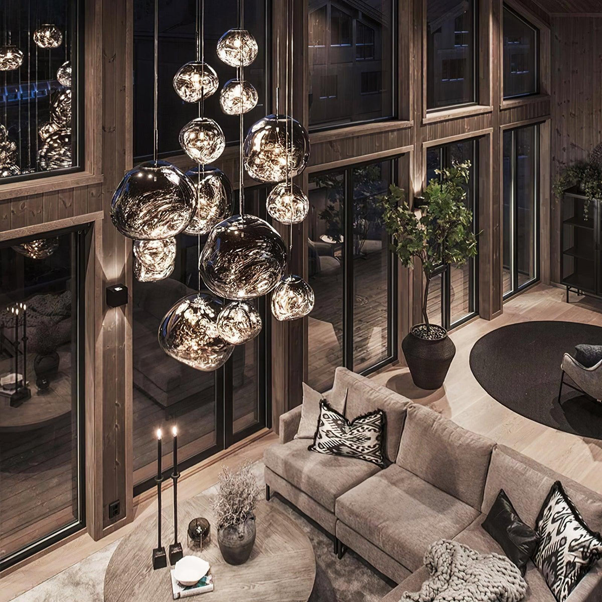 Reflective Globe Pendant Light Fixture with Adjustable Drop | Metal Hanging Ceiling Lamp for Kitchen Island Dining Room Living Space | Avail